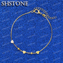 SHSTONE 18K Gold Solid Heart Beads Bracelet For Woman Fashion Charm Jewelry Lady Cute Hand Chain Wedding Bangles Birthday Gifts