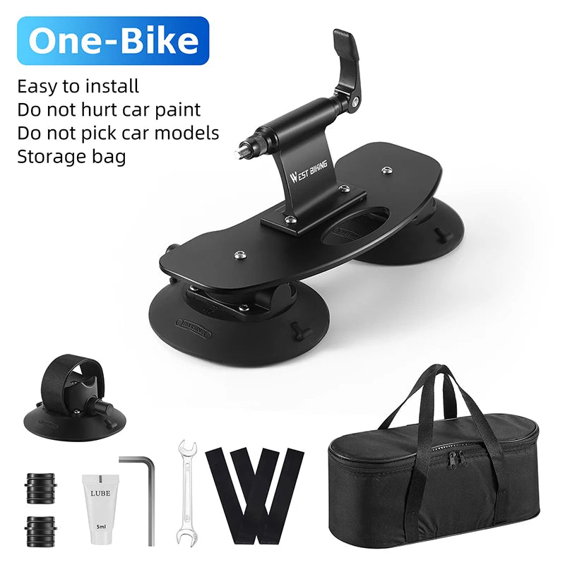 WEST BIKING Car Roof Vacuum Suction Cup Bicycle Racks Cycling Tour MTB Road Bike Quick Release Car Carrier Top Parking Racks