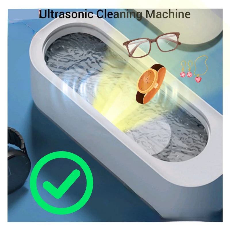 Mini Ultra Sonic Cleaner High Frequency Vibration Wash Cleaner Washing Jewelry Glasses Watch Ring Dentures Cleaner Vevor