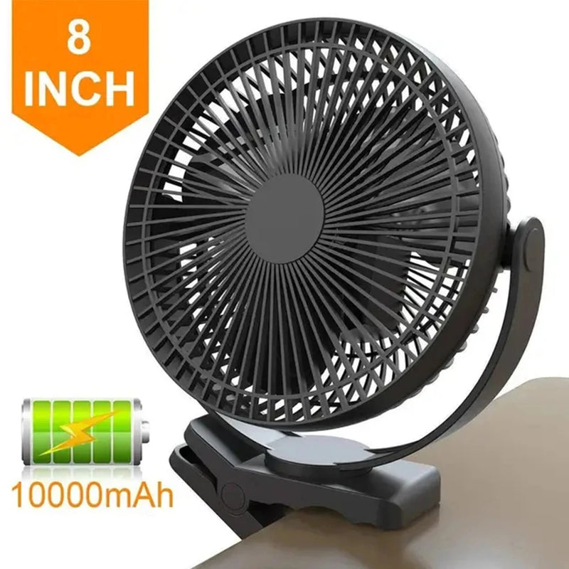 8-Inch Rechargeable 10000mAh Battery Operated Clip on Fan Air Circulating USB Fan for Home Office Car Outdoor Travel Treadmill