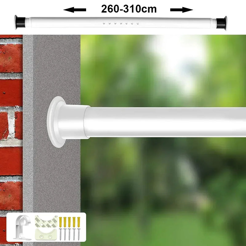 Curtain Rods Adjustable Drapery Rods Shower Curtain Rods No Drilling Non-Slip Telescopic Rod 70-360cm Optional