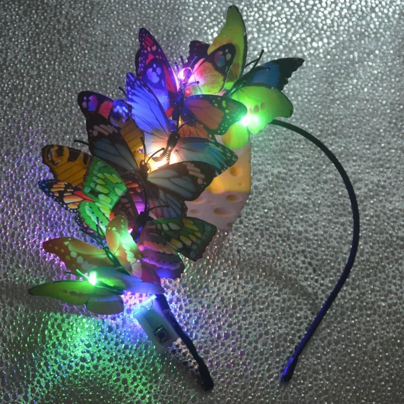 Princess Girl Butterfly Light Fairy Tutu LED Skirt Glow Flower Headband Birthday Gift Fancy Party Christmas Halloween Festival