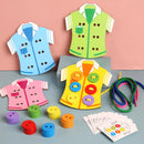 Montessori Toys Children Learn Basic Life Skills Teaching AIDS Clothing Threading Buttons Sewing Board Ggame Puzzle Toys