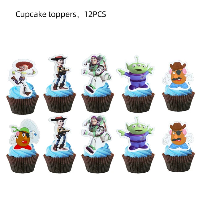 Cartoon Toy Story Buzz Lightyear Birthday Party Decoration Disposable Tableware Paper Plates Cups Balloons Baby Shower Supplies