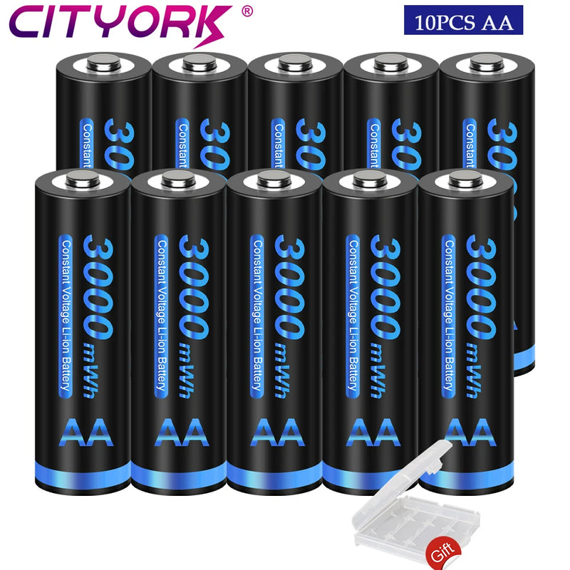 CITYORK 1.5V AA Li ion Rechargeable Battery 3000mWh 1.5 V AA Lithium ion Rechargeable Batteries With1.5V AA AAA Battery Charger