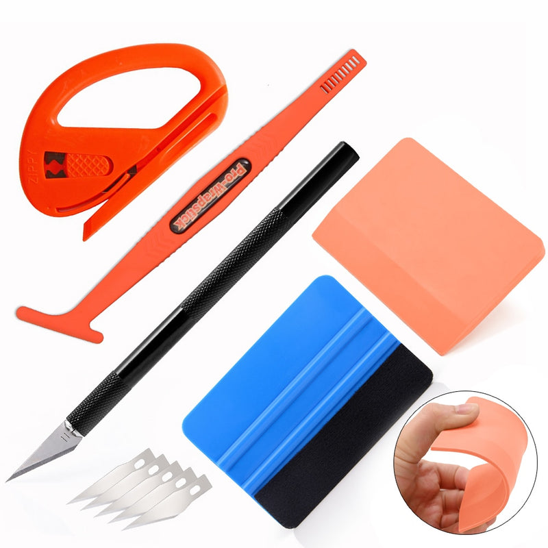 FOSHIO Vinyl Film Car Accessories Wrap Tools Kit Carbon Sticker Installing Rubber Scraper Window Tinting Magnet Squeegee Knife