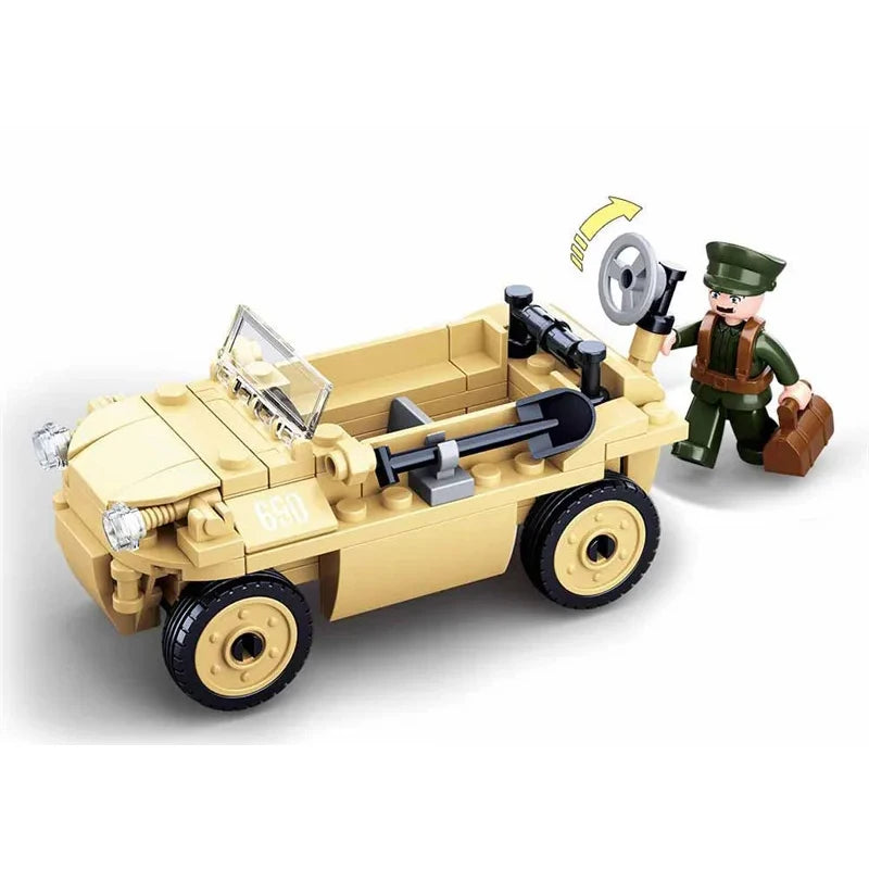 103PCS Military WW2 Amphibious Car Model Bricks Army Soilder Figures Building Blocks Sets Educational DIY Toys For Kids Gifts