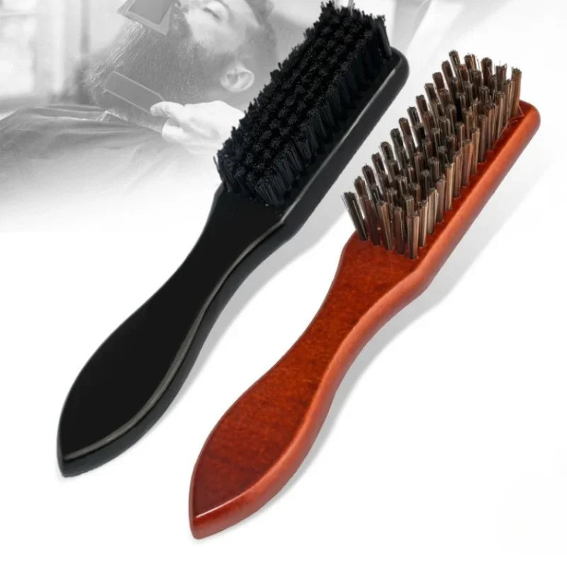 Men Beard Brush Wood Handle Boar Bristle Moustache Cleaning Brush Hairdressing Anti Static Barber Hair Styling Comb Shaving Tool