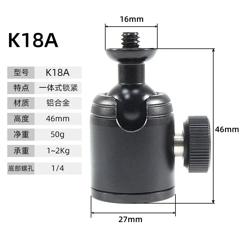 Camera mini ballhead 360 swivel head tripod ball head phone stand smaling monopod mount adapter for DSLR camera flash tripod