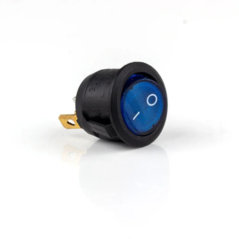 1Pcs ON/OFF Round Rocker Toggle Switch 6A/250VAC 10A 125VAC Power Switch Cap with Plastic Push Button Switch 2PIN 3PIN LED Light