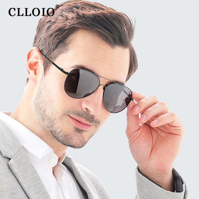 CLLOIO Titanium Alloy Polarized Sunglasses Men Women Fashion Photochromic Sun Glasses Chameleon Anti-glare Driving Oculos de sol