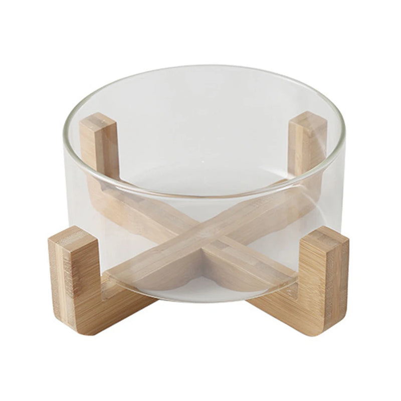 Glass Fruit Bowl Creative Large Salad Bowl Wood Base Snacks Popcorn Nuts Storage Bowls Home Christmas Snack Storage Container