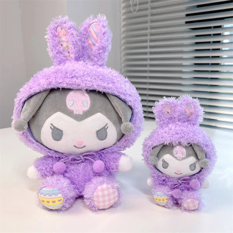 Easter Cute Hellokitty Kuromi Melody Cinnamoroll  Pochacco Turn Into Rabbit Plush Toys Cartoon Lovely Stuffed Dolls For Holiday