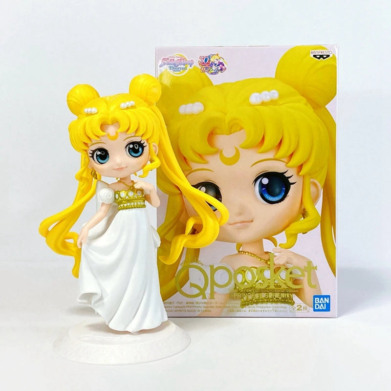 2Pcs Anime Sailor Moon Tsukino Usagi Chiba Mamoru Unique Wedding Dress Satsuki Model Toy Gift Action Figure 10CM PVC