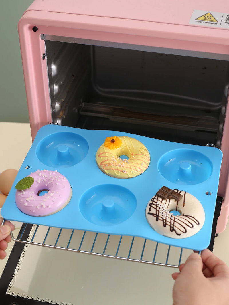 1pc Durable Silicone Donut Pan - Non-Stick, Easy Clean, BPA Free, Perfect for Cake, Biscuit, Bagels, Muffins, and More!