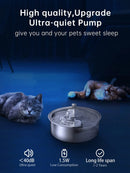 304 Stainless Steel Water Fountain for Cats,Ultra-Quiet 2.0L/67oz Cat Water Fountain,Auto Pet Water Dispenser for Dogs and Cats