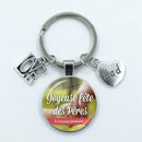 I Love Dad Keychain My Dad Is A Super Hero Pendant Glass Dome Cabochon Key Ring Father's Day Best Gift