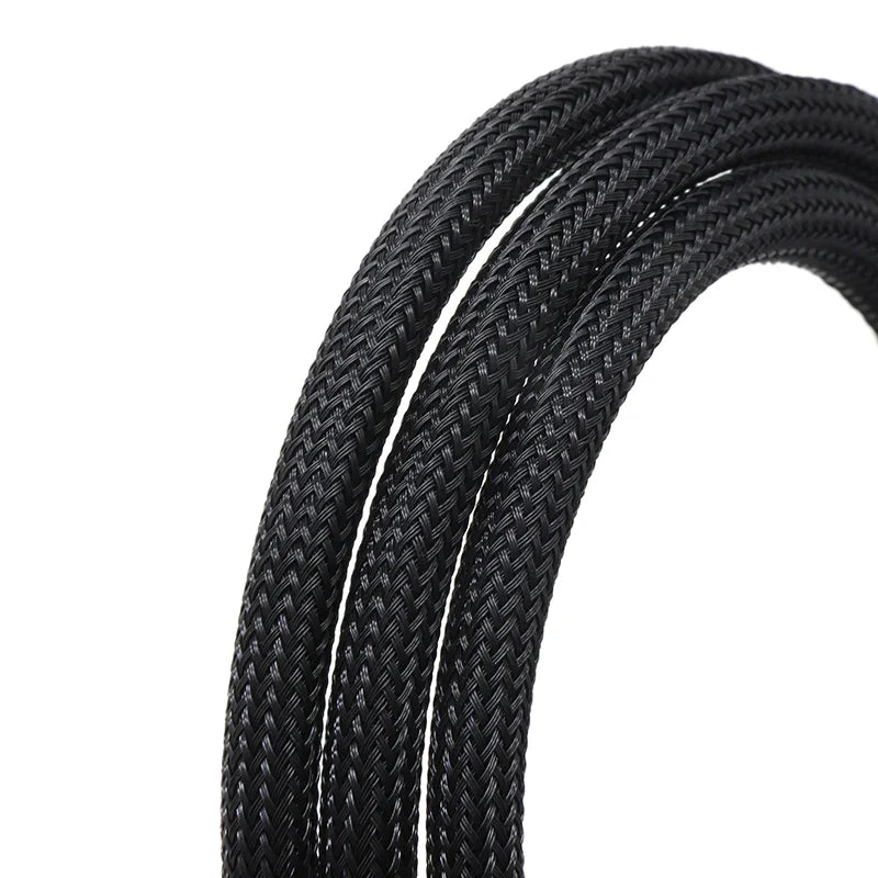 Black PET Braided Sleeve 2 4 6 8 10 12 14 16 20 25 30 40 50 60 70 80mm High Density Insulated Cable Protection Expandable Sheath