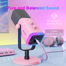FIFINE USB/XLR Dynamic Microphone with RGB Control/Headphone Jack/Mute,MIC for PC Gaming YouTube Live-Streaming AmpliGame-AM8P