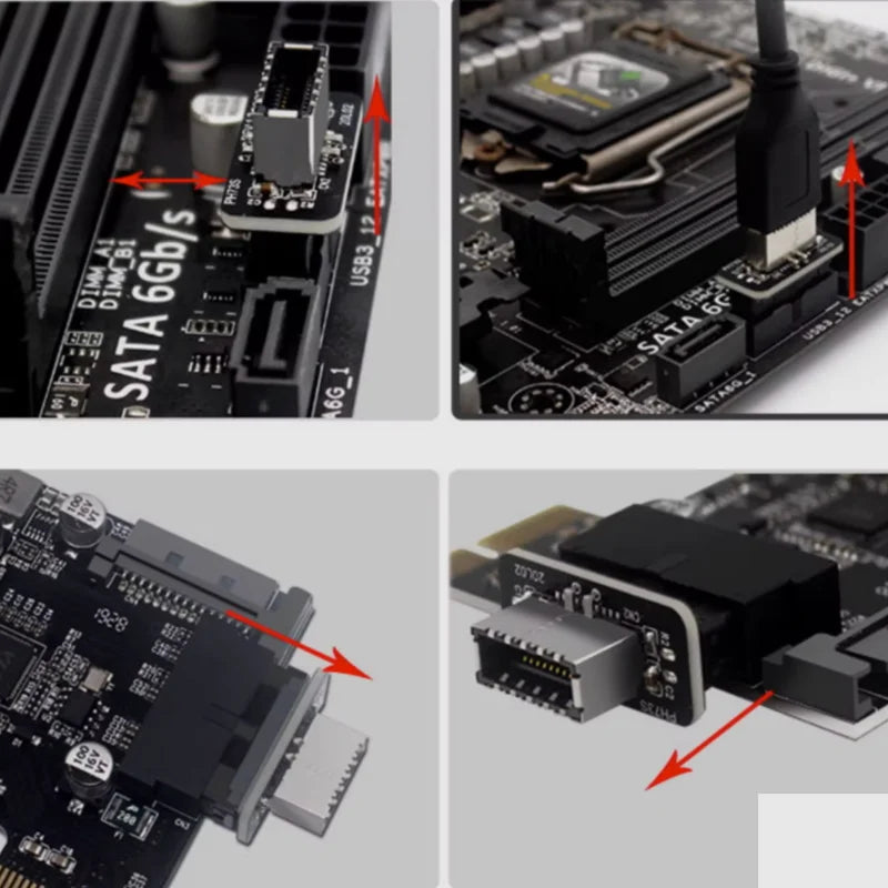 Motherboard USB Header Adapter USB3.0 19pin 20pin to TYPE-E 90 Degrees Converter Front Chassis TYPE C Plug-in Port