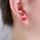 Korean Red Rose Stud Earring Fashion Imitation Pearl Flower Earrings for Woman Party Jewelry Christmas Gift New Arrivals