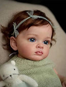 BRASTOY Reborn Baby Doll Girl Painted Realistic 55cm Blue Eyes Silicone Body Can Take Bath