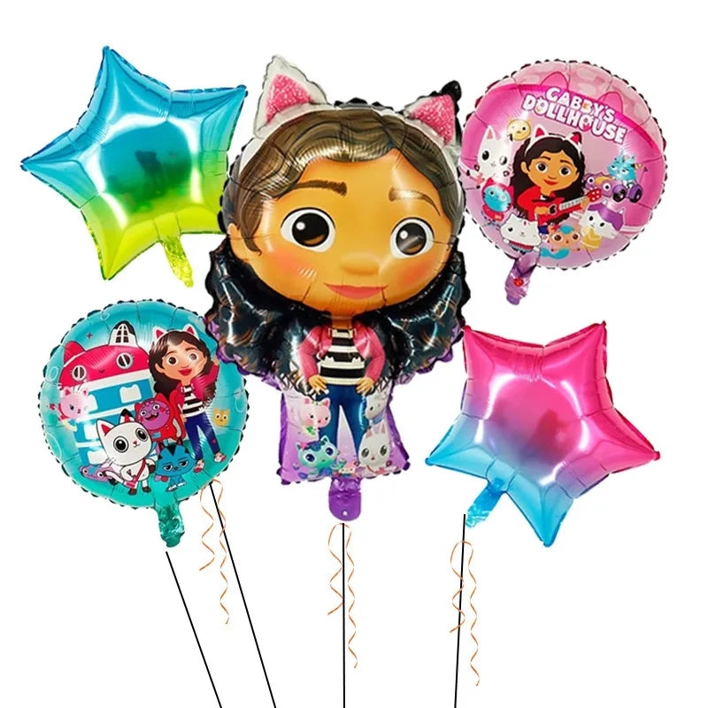 Disney Gabby Doll House Angel Cat Children's Toy Birthday Party Decoration Balloon Aluminum Film Balloon Set