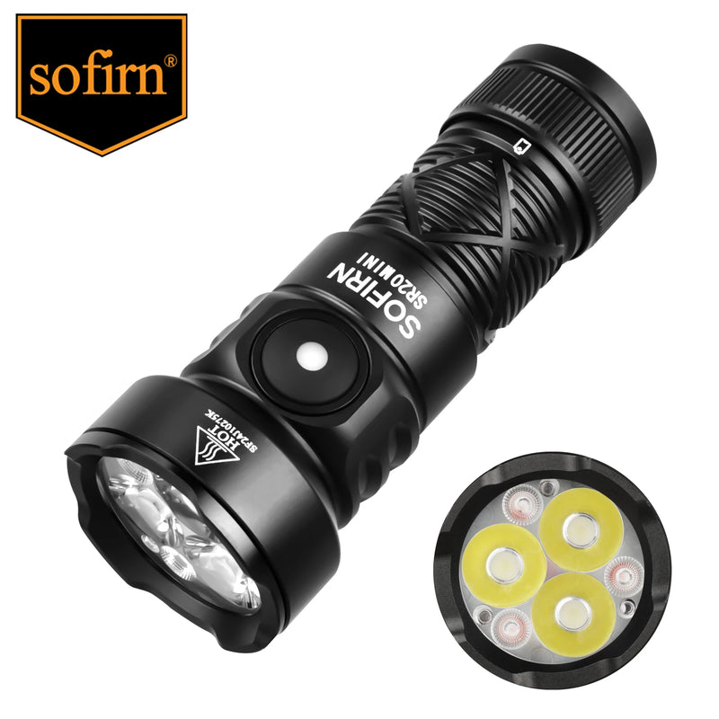 Sofirn SR20 MINI Flashlight 1200lm CSP2323 LED Light 18350 USB C Rechargeable Torch 5700K With Red Light and Magnetic