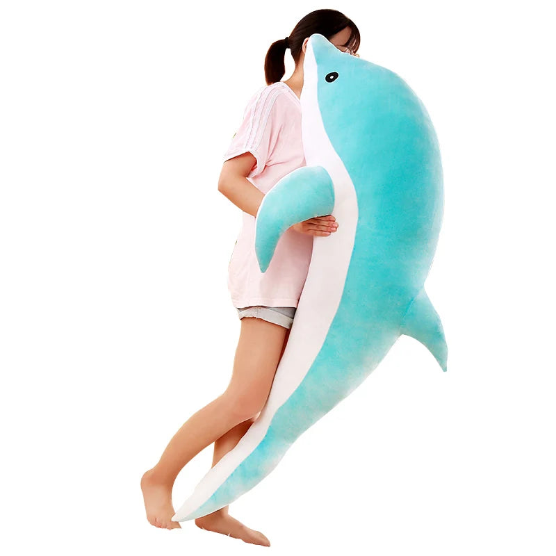 Large Plush Dolphin Toys Stuffed Sea Animal Cute Girls Dolls Baby Sleeping Pillow Christmas Birthday Halloween Gift For Children