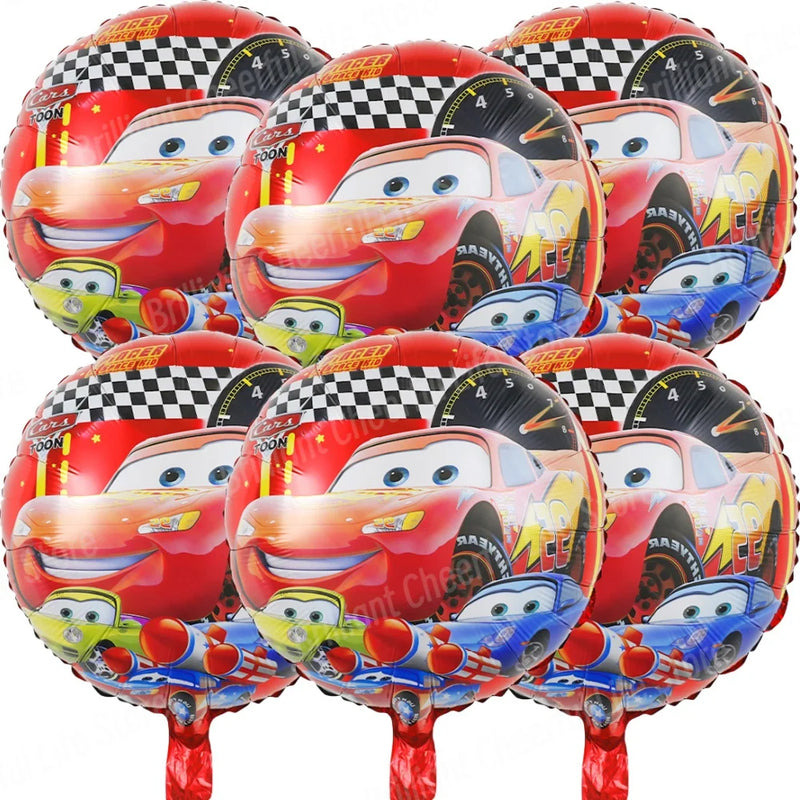 Disney Lightning McQueen Foil Balloons Set,Cars Birthday Decorations, Baby Shower, Race Car, Party Supplies, Gifts, 18Inch, 6Pcs