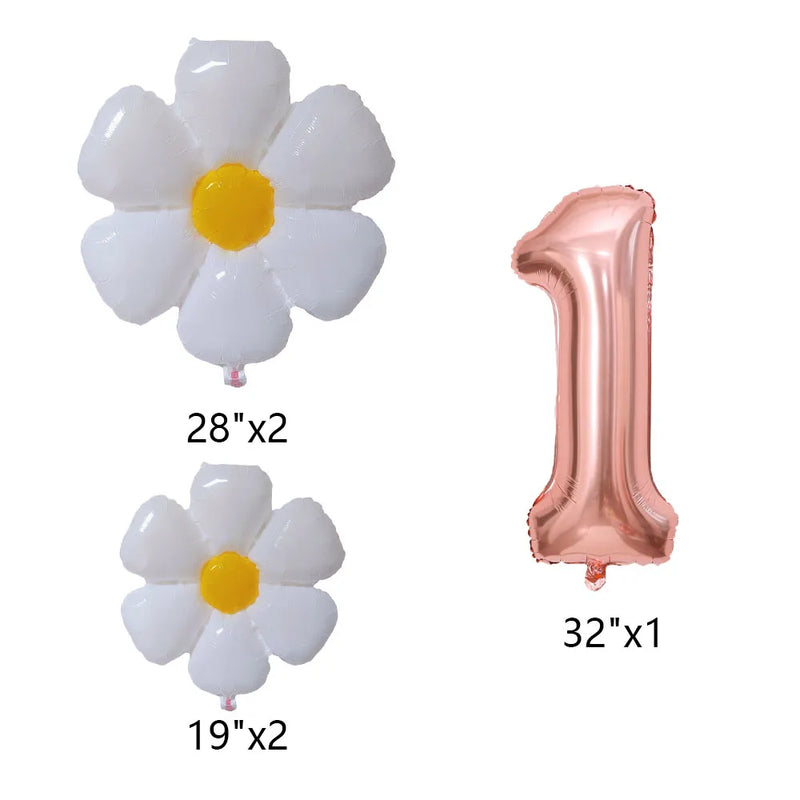 5Pcs Groovy One Party Balloons Set 32inch Rose Gold Number Balloon for First Birthday One Groovy Baby Daisy Party Decorations