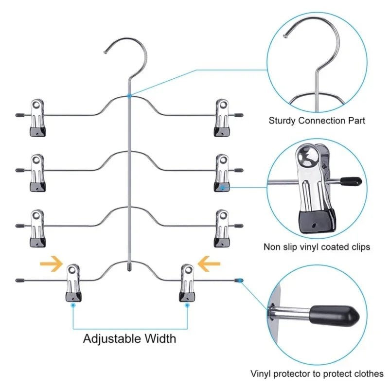 4 Tier Pant Hanger for Clothes Organizer Multifunction Shelves Magic Trouser Hangers Closet Storage