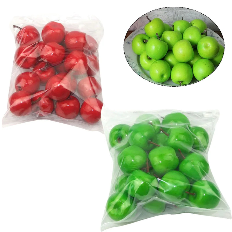 20pcs Artificial Apples Fruit Plastic Fake Red Green Apples Photo Props Wedding Decorations Fruit Home Artificial Varietal Shop