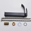 Matte Black Waterfall Bathroom Basin Faucet Above Counter Basin Deck Mounted Cold Hot Water Mixer Single Handle Single Hole Tap