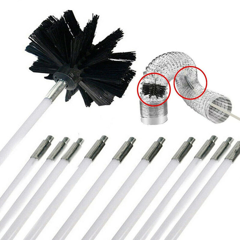 Flexible Chimney Sweep Set Flue Sweeping Brush & Rod Kit Soot Cleaning Rods Nylon Brush Cleaning Tool Kit