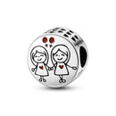 Silver Plated Boy Girl Couple Lovers Beads Charms Zirconium Dangle Fit Original Pandora Bracelet Necklace Jewelry Women Gift
