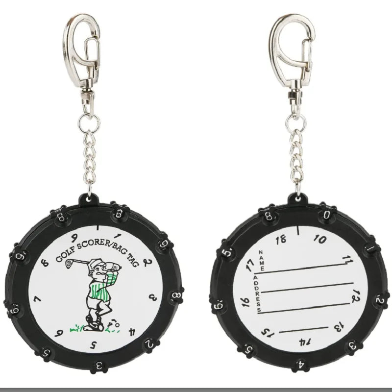 2 Pcs Golf Score Stroke Counter 18 Holes Golf Score Keeper Round Scoring Tag Golf Accessories Click Counter with Keychain