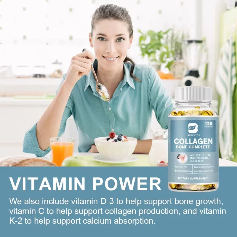 BEWORTHS Collagen Bone Capsule with Plant Calcium & Magnesium Support Bone Growth Collagen Production & Calcium Absorption