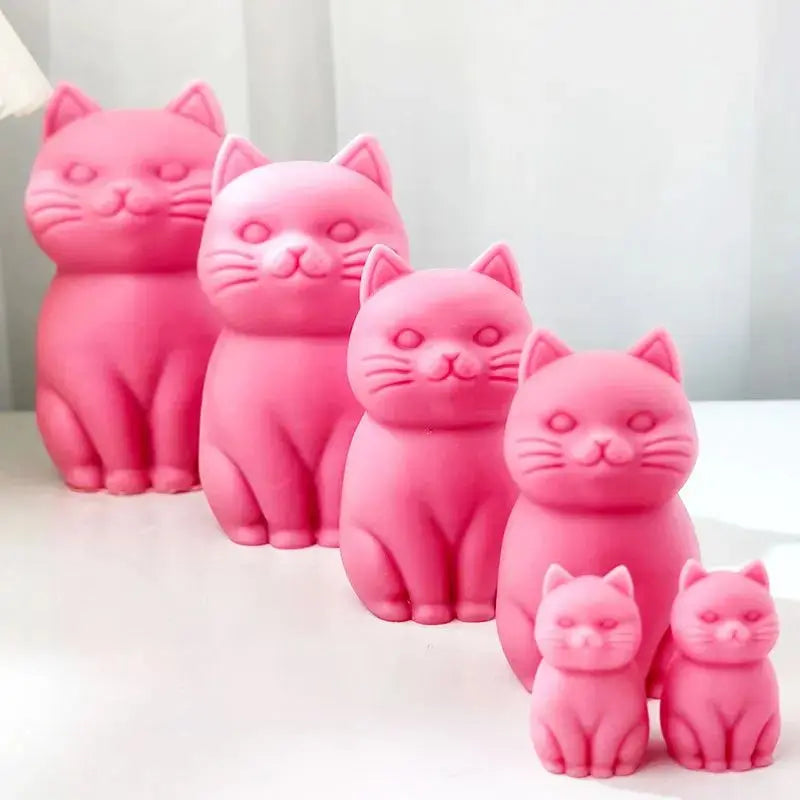 Cute Cat Silicone Candle Mould DIY Stand Pet Soap Resin Making Tool Animal Chocolate Cake Mold Plaster Doll Christmas Gift