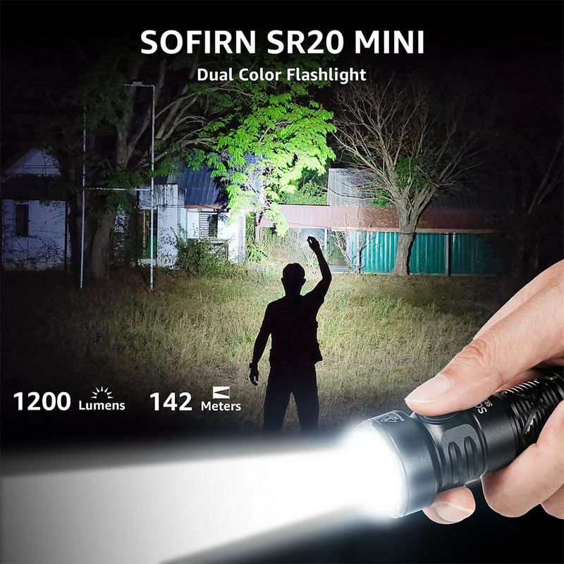 Sofirn SR20 MINI Flashlight 1200lm CSP2323 LED Light 18350 USB C Rechargeable Torch 5700K With Red Light and Magnetic