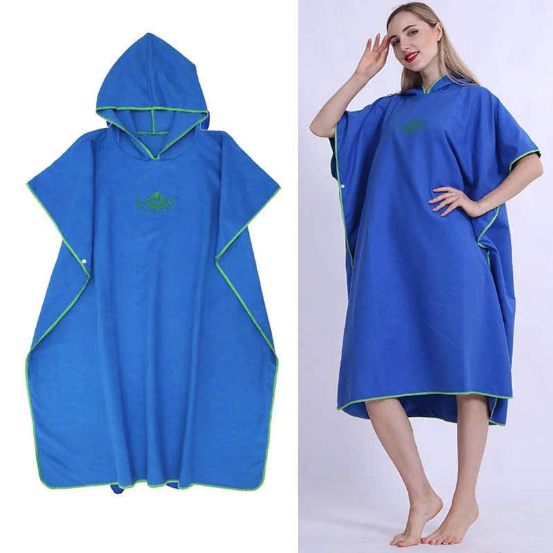 Wetsuit Changing Robe Surf Poncho Hood Changing Towel Quick-Drying Swimming Towel Bath Robe Thermal for Women Men