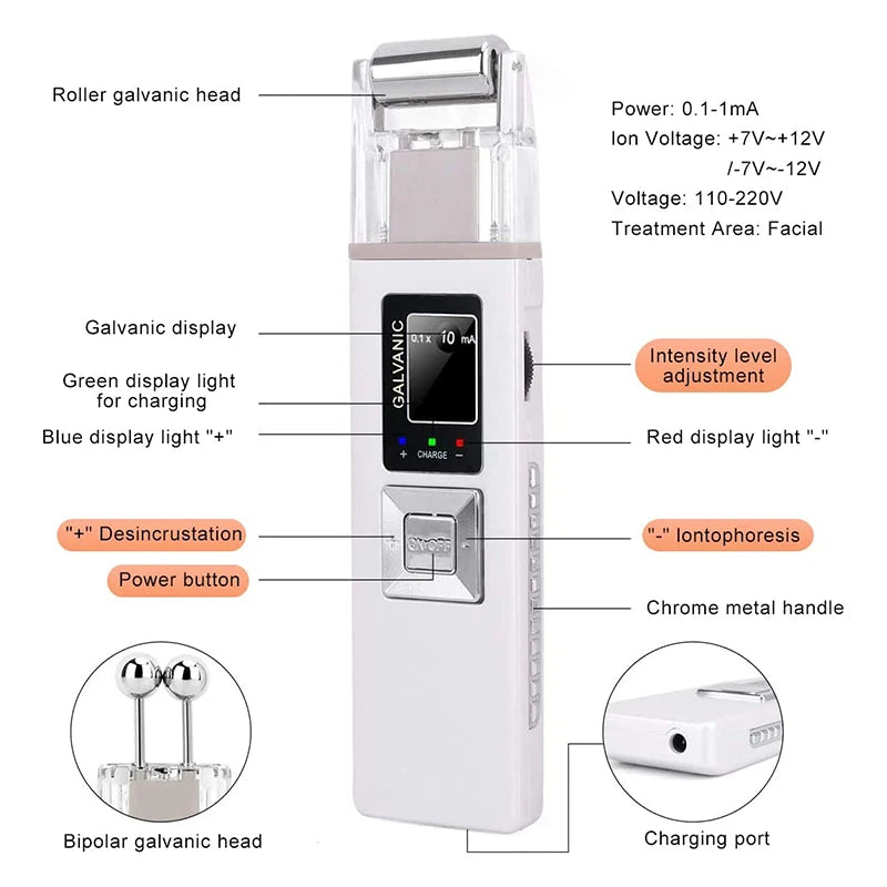 Wireless Galvanic Microcurrent Skin Firming Machine Facial Lifting Device Face Massage Roller Skin Tightening Skin Care Tools