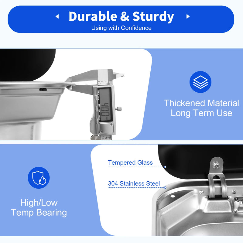 Steel Hand Wash Basin Sink with tap with Folded Faucet Tempered Glass Lid van Camper Trailer Accessories for RV Caravan or Boat