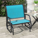Outdoor Glider with Comfort Curved Armrests and Steel Frame, Blue