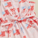 Independence Day Baby Girl Outfit Red White Blue American Flag Romper with Bow Belt 4th of July Sleeveless Jumpsuit Set for