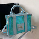 Women Party Tote Bag PU Leather Sequins Top-Handle Bags Casual Fashion Shiny Portable Adjustable Straps Shopper Tote Purse