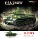 Military World War Russian T-34 KV-1 Heavy Tank Building Blocks WW2 American M4A3 Sherman Stuart Tank Technical Bricks Kids Toys