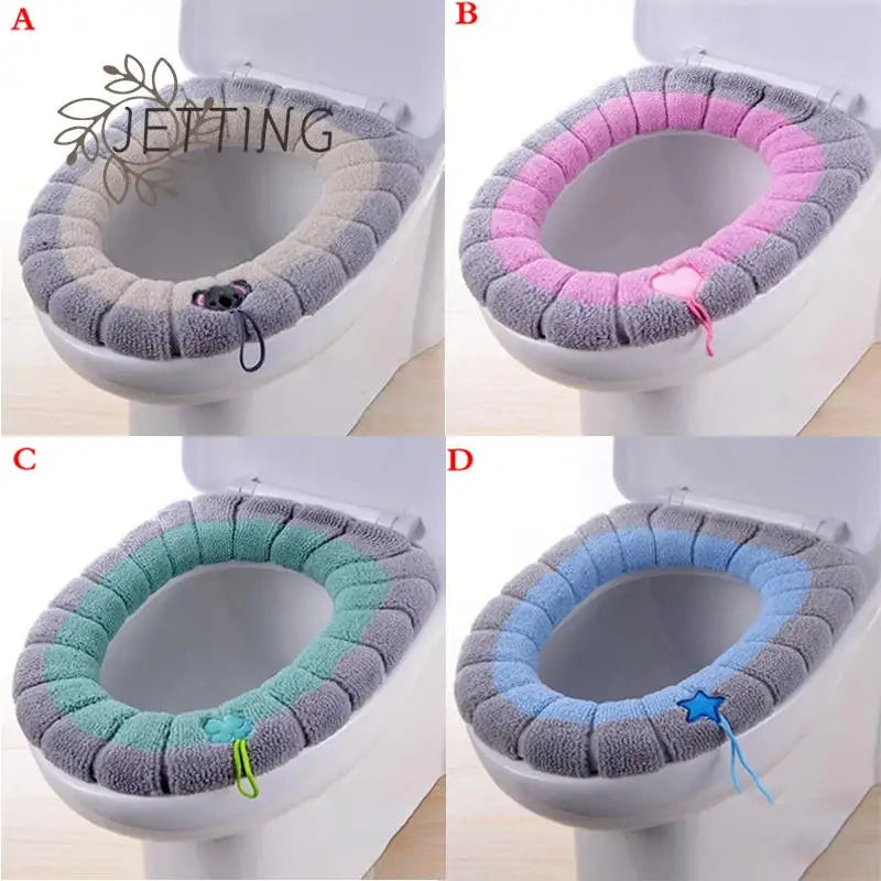 Soft Washable Winter Warm Toilet Seat Cover Mat Bathroom Toilet Pad Cushion With Handle Thicker Closestool Warmer Accessories