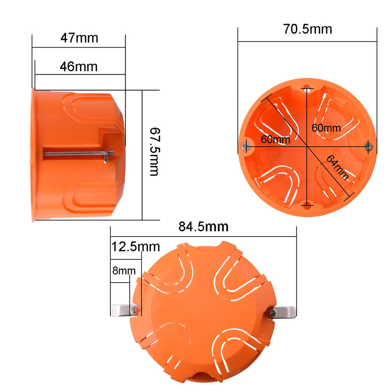 Fireproof PC Material 1 Gang Dry Lining Box For Gypsum Board/Drywall/Plasterboad/ Downlight 47mm Depth Switch/Socket Cassette