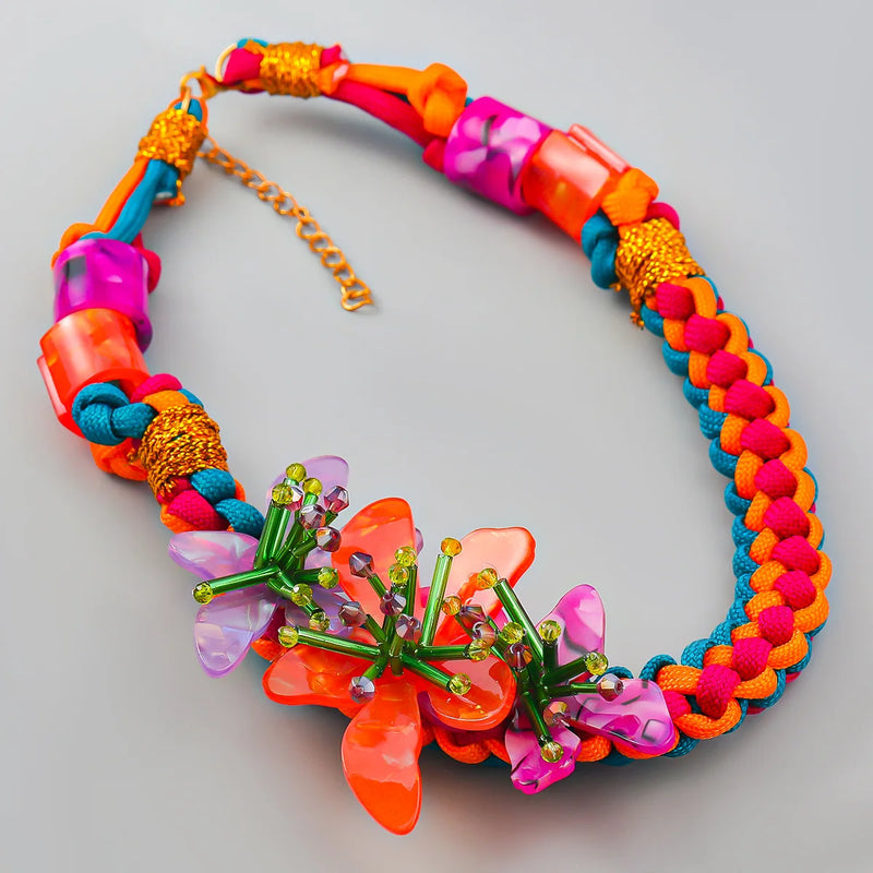 Big Boho Handmade Acrylic Necklace For Women Fashion Maxi Flower Choker Jewelry